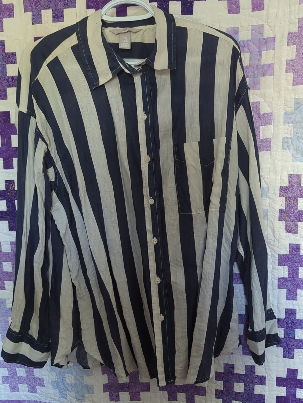 Women's H&M 100% Linen Oversized Button-down Shirt